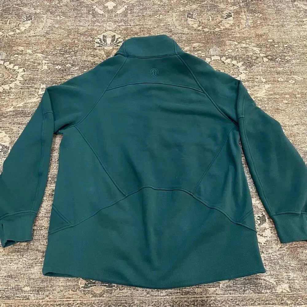 Lululemon Half Zip Pullover Sweatshirt Womens M/L Green Fleece Lined Mock Neck